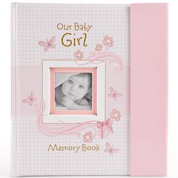 Our Baby Girl Pink Memory Book with Frame in Cover