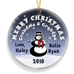 Personalized Merry Christmas Snowman Ornament
