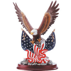 Patriotic Eagle with US Flags Statue