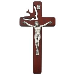 Cherry Stain Holy Sprit Crucifix