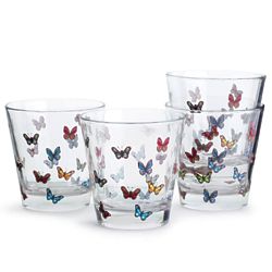 4 Butterfly Drinking Glasses in Assorted Colors
