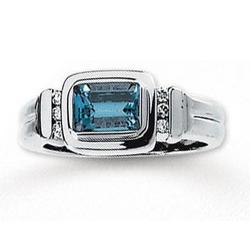 14k White Gold Aquamarine & Diamond Ring