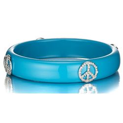 CZ Peace Sign Turquoise Resin Bangle
