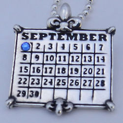 Personalized Calendar Fleur de Lis Sterling Pendant