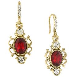 Downton Abbey Style Ruby Oval Drop Earrings