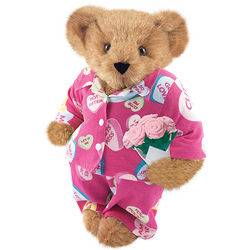 15" Conversation Hearts PJ Teddy Bear with Pink Roses