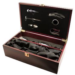 Personalized Rosewood Finish Wine Gift Box with Accessories