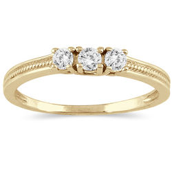 1/4 Carat Diamond 3 Stone Ring in 10K Yellow Gold