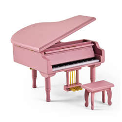 Pink Baby Grand Piano Musical Jewelry Box with Bench