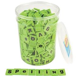 Tub of Green Upper and Lowercase Letter Tiles