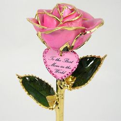 Personalized Mother's Day 24k Gold Rose with Personalized Heart