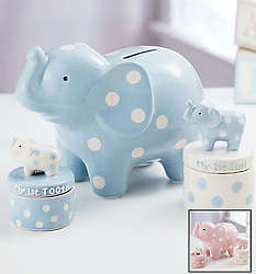 Elegant Baby Blue Elephant Milestones Gift Set