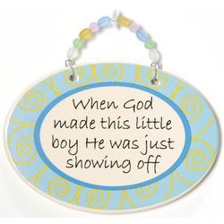 Little Boy Decorative Hanging Wall Plaque