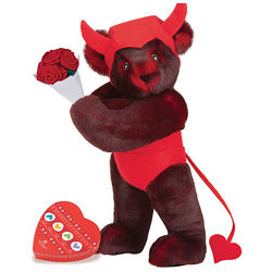 15" Horny Devil Teddy Bear with Roses and Box of Chocolates