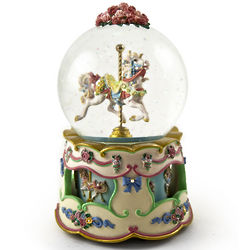 2 Tier Grand Carousel Horse Animated Water Globe