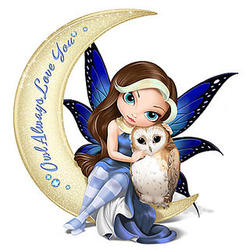 Fairy and Owl Moon Figurine