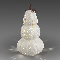 Ceramic Stacked Pumpkin Luminary in White