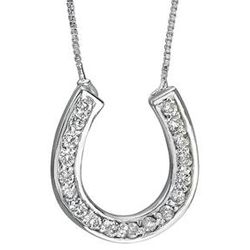 .25 Ct. Diamond Horseshoe Pendant in Platinum Plated Sterling