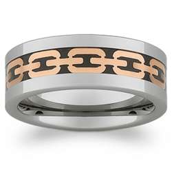 Men's Tungsten and Rose Gold Stainless Steel Band