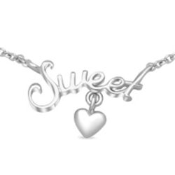 Sterling Silver Sweet Heart Dangle Necklace