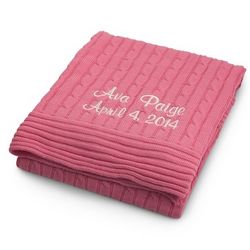Raspberry Knit Baby Blanket
