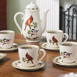 Cardinal and Chickadee Tea Set