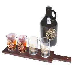 Personalized Beer Tasting Paddle and 4 Glasses