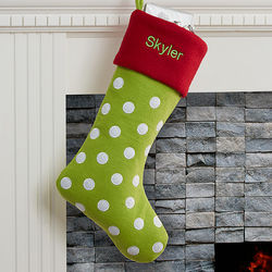 Holiday Tidings Personalized Polka Dot Felt Stocking