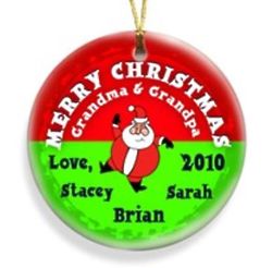 Santa Round Merry Christmas Personalized Ornament