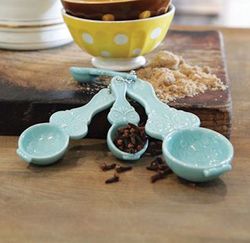 Owl Ceramic Aqua Blue Measuring Spoons