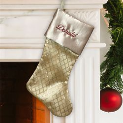 Personalized Gold Sequined Diamond Stocking