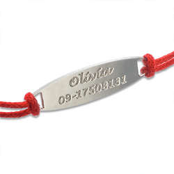 Kids ID Bracelet with Leather Cord Chain