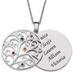 Sterling Silver and Stainless Steel Family Birthstone Necklace