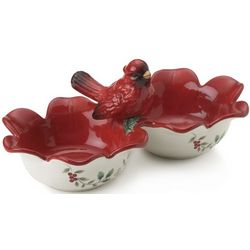 Winterberry 2 Section Cardinal Serving Bowl