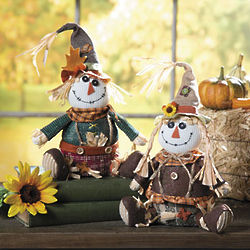 Plush Sitting Harvest Scarecrow Couple