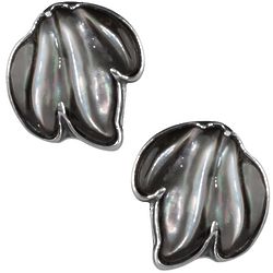 Gray Mother of Pearl and Sterling Silver Button Earrings