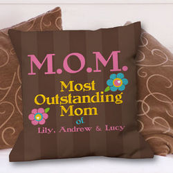 Personalized Outstanding Mom Throw Pillow