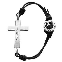 Personalized Pewter Cross Bracelet