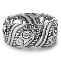 Signature Swirling Scroll Sterling Silver Rope Band Ring