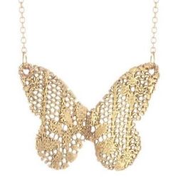 Gold-Dipped Lace Butterfly Necklace