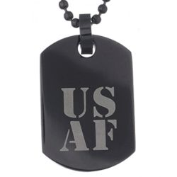 USAF Black Stainless Steel Military Dog Tag Necklace