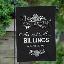 Personalized Just Married Garden Flag