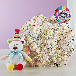 Fetti Birthday Double Bouquet with Balloon & Bear