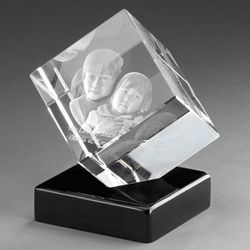 Diamond 3D Photo Crystal on Black Base