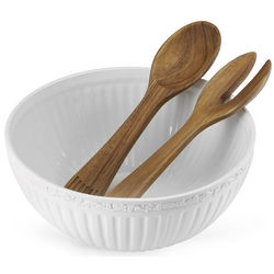 Italian Countryside Salad Serving Bowl and Serving Utensils
