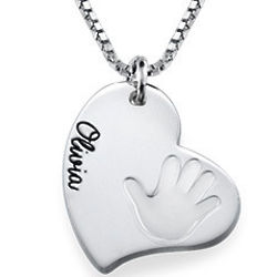 Personalized Heart-Shaped Handprint Necklace