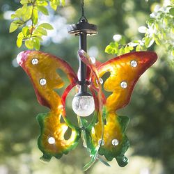 Hanging Butterfly Spinner with Solar Globe