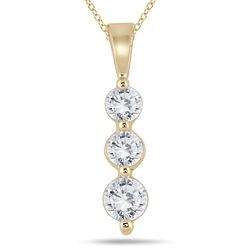 3-Stone Diamond Pendant in 10 Karat Yellow Gold