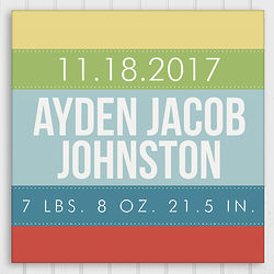 Personalized Baby Stripes Canvas Art Print