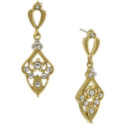 Downton Abbey Golden Crystal Drop Earrings